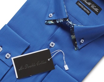 Men’s Italian Design Hand Made Smart Oxford Paisley Double Collar Shirt - Multiple Colours