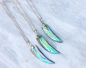 Abalone Shell Necklace: Stainless Steel Boho Pendant
