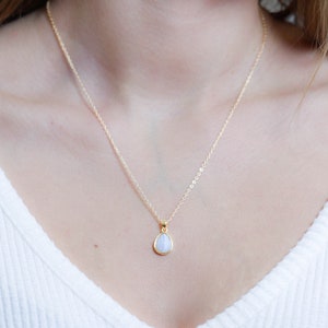 Blue Lace Agate Necklace, Delicate Sky Blue Stone Pendant, 18K Real Gold Plated.