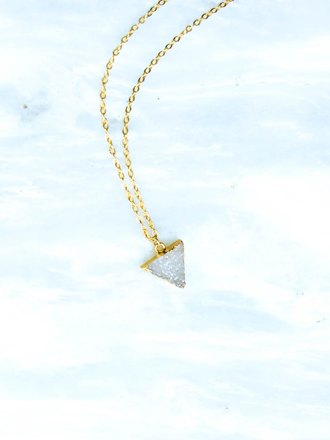 ♡ Raw Crystal Necklace, Natural Druzy Agate Necklace, Real