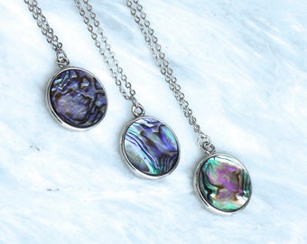 Dainty Abalone Shell Necklace: Stainless Steel Pendant