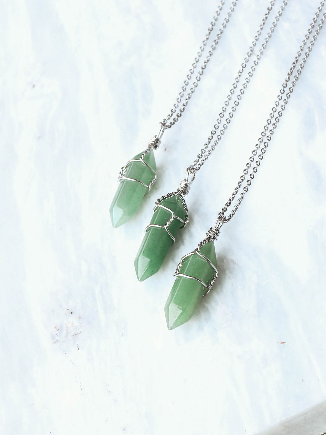 Aventurine Point Necklace Wire Wrapped Crystal Necklace - Etsy