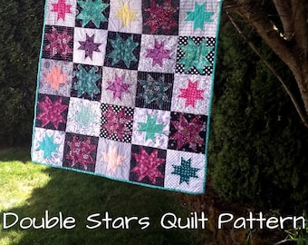 Double Stars Quilt Pattern - Modern Quilt Pattern - Digital Pattern Instant Download