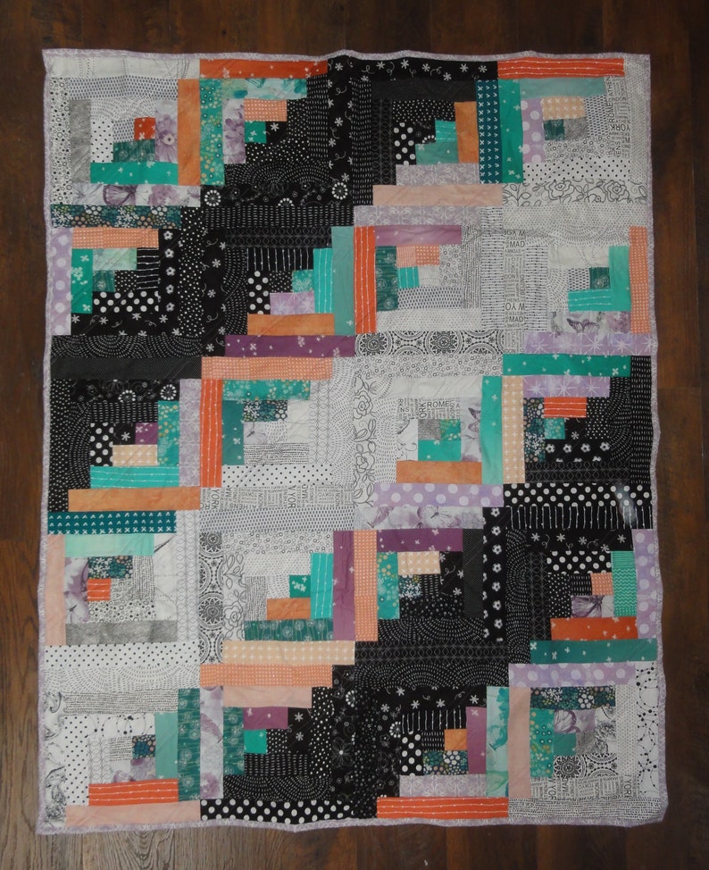 Modern Log Cabin Quilt Patterns in 4 Sizes, Log Cabins Home Decor, Bed Quilts Patterns, Queen