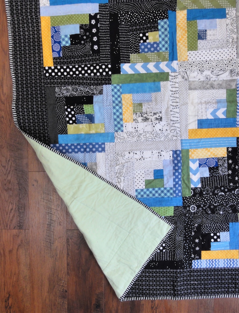 Modern Log Cabin Quilt Patterns in 4 Sizes, Log Cabins Home Decor, Bed