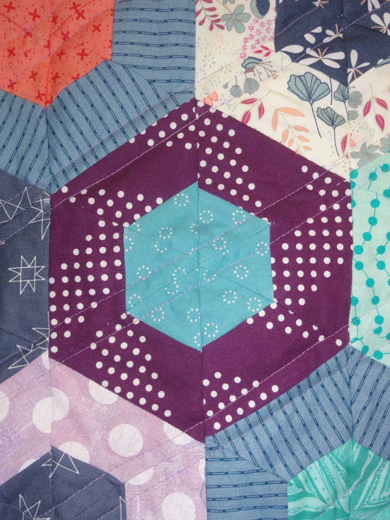 Hexagon Quilt Patterns, Easy Modern Quilt Patterns, Hexie Block Quilt Pattern, Digital Gifts for Her, Gifts for Quilters image 4