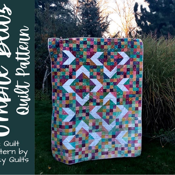 Ombre Quilt Pattern  - Modern 16 Patch and Half Square Triangle Quilt Pattern - PDF Instant Digital Download