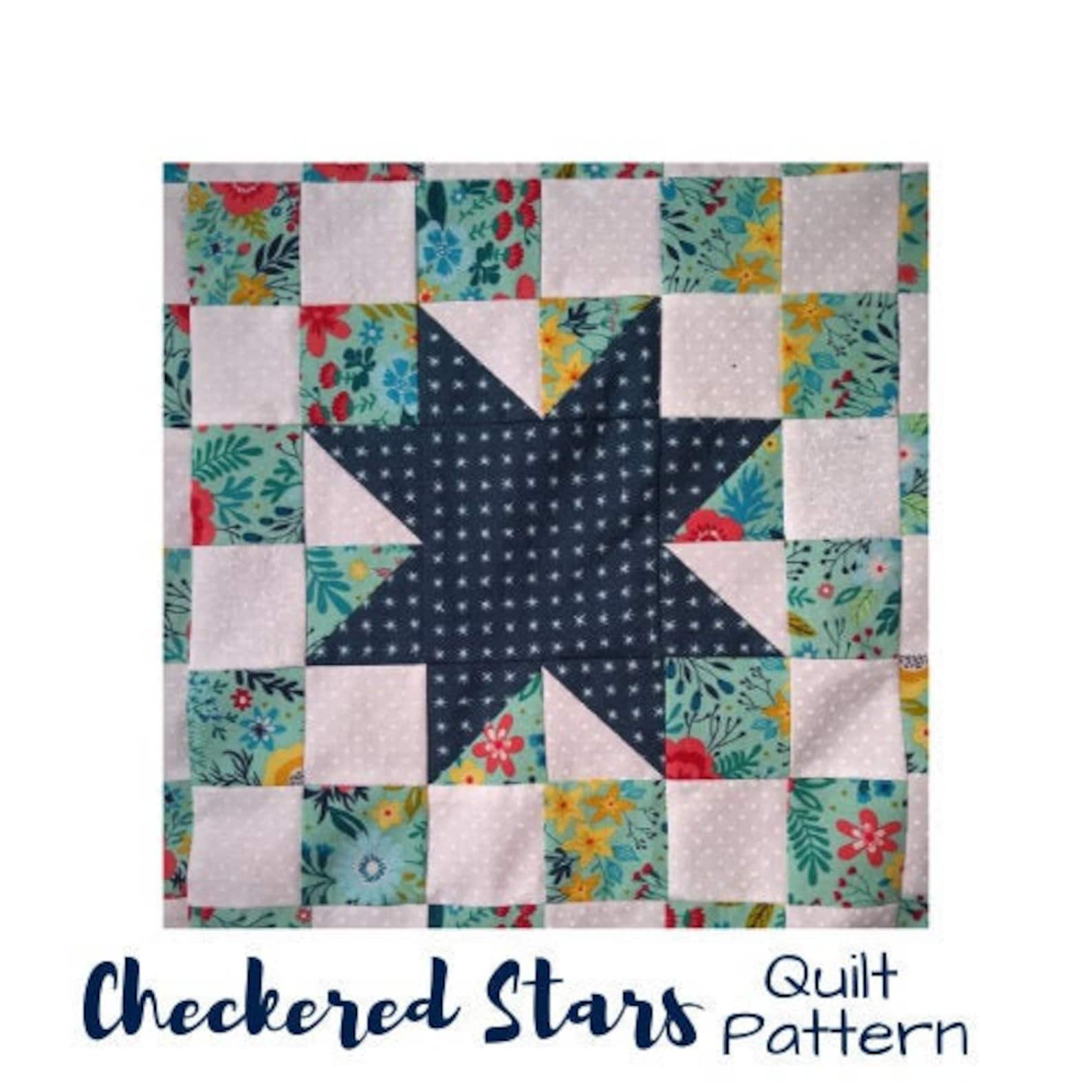 Checkered Stars Quilt Pattern - Modern PDF Quilt Block Pattern ...