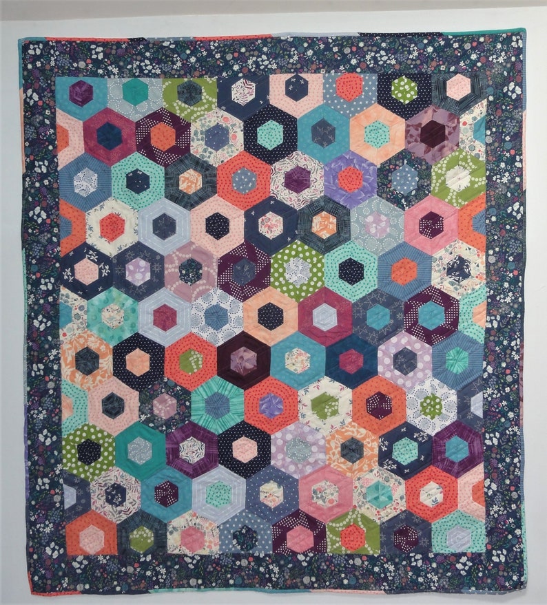 Hexagon Quilt Patterns, Easy Modern Quilt Patterns, Hexie Block Quilt Pattern, Digital Gifts for Her, Gifts for Quilters image 6