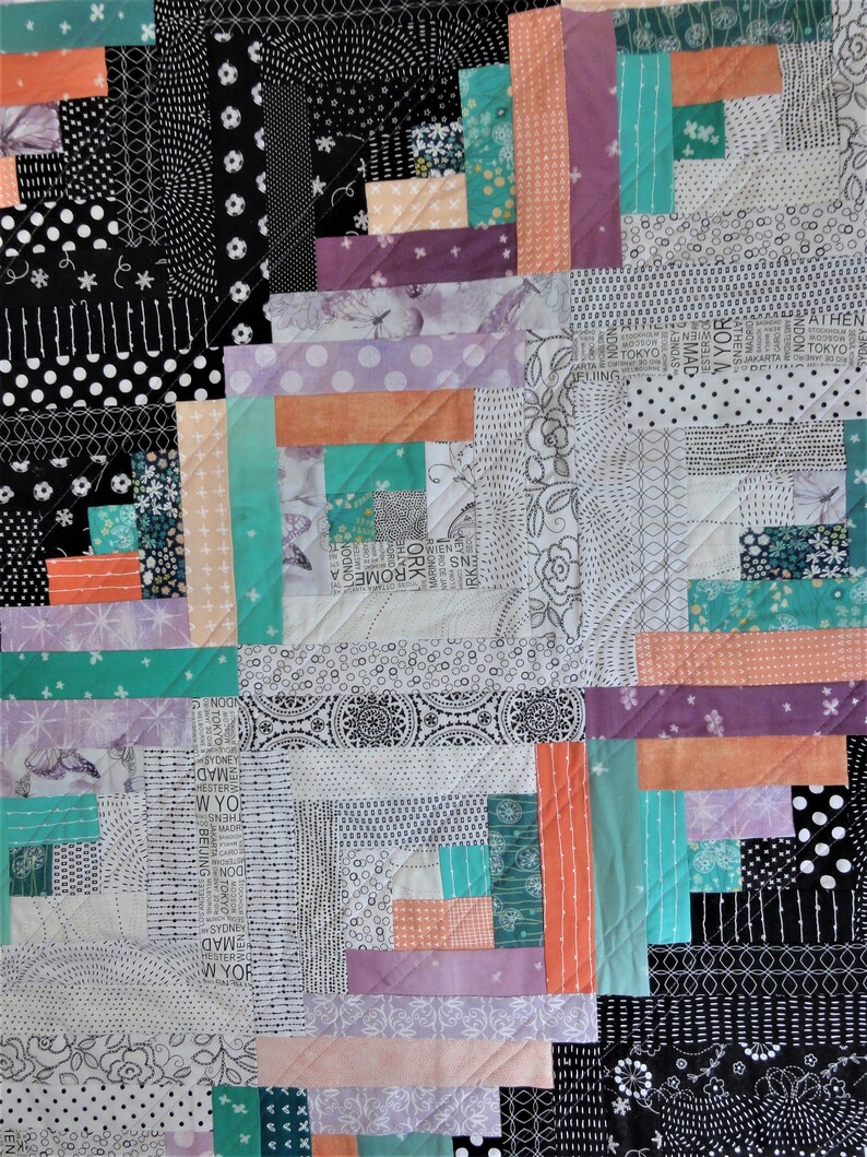 Modern Log Cabin Quilt Patterns in 4 Sizes, Log Cabins Home Decor, Bed Quilts Patterns, Queen