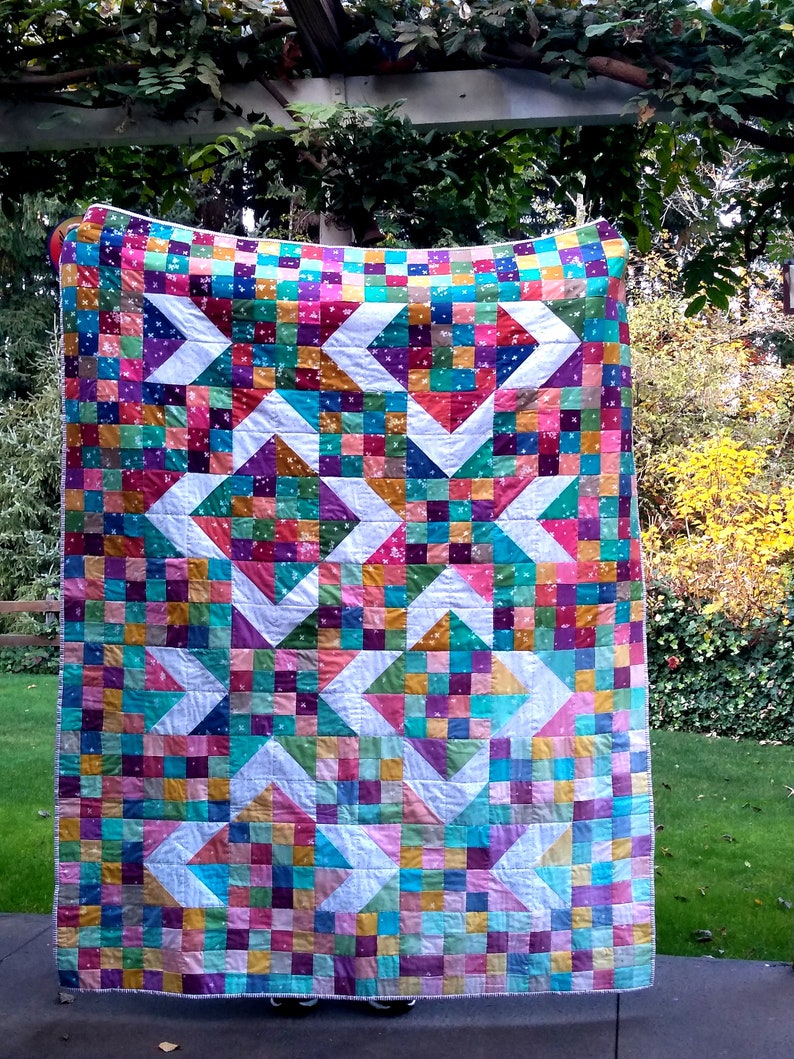 Ombre Quilt Pattern Modern 16 Patch and Half Square | Etsy