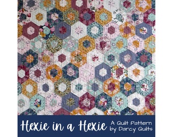 Hexagon Quilt Patterns, Easy Modern Quilt Patterns, Hexie Block Quilt Pattern, Digital Gifts for Her, Gifts for Quilters