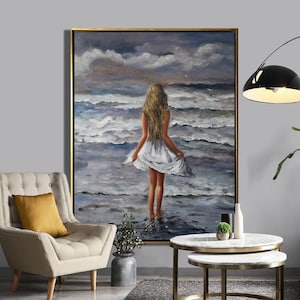 Sexy Girl Beach Oil Painting,Beach Holiday Painting,Seaside Oil painting,Beach Oil Painting Artwork,Slim Sexy Girl,Nudeart Girl Oil Painting