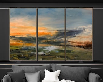 Minimalist Abstract Painting Of The Sky, Large Sky Landscape Painting, Large Wall Sky Abstract Painting, Convergent Sea Landscape Painting