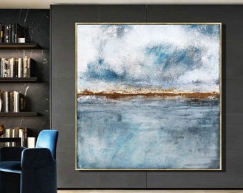 Large Original Sea Landscape Oil Painting,Large Wall Art Abstract Painting,Sky Landscape Oil painting,Large Ocean Canvas Oil Painting