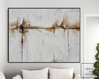 Sky Minimalist Abstract Painting,Large Beige Abstract Painting, Original Sea Abstract Painting, Sea Landscape Painting, Living Room Wall Art