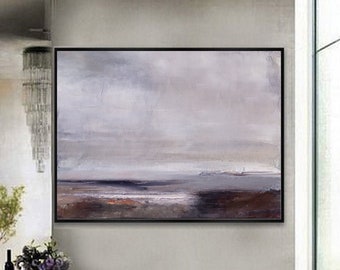 Large Sky Abstract Art Painting,Sky Landscape painting,Large Abstract Canvas Oil Painting,Large Wall Art,Grey Sky Painting,Living room art