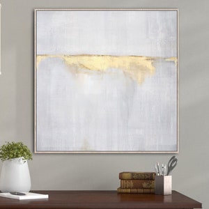 Large Abstract Painting On Canvas,Beige Painting Gold Painting Abstract Painting,Sunrise Landscape Painting,Ocean Art,Wall Art Office Decor image 2