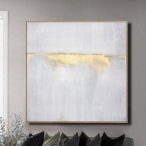 Large Abstract Painting On Canvas,Beige Painting Gold Painting Abstract Painting,Sunrise Landscape Painting,Ocean Art,Wall Art Office Decor image 6