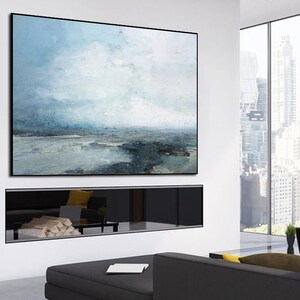 Marine Landscape Painting,Large Sky And Ocean Painting,Original Sky And Sea Canvas Painting,Sky Landscape Painting,Large Wall Sea Painting image 3