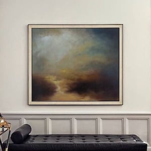 Large Sky Abstract Painting,Original Natural Landscape Painting,Wall Art Impressionist Painting,Cloud painting,Scenic Extreme Weather Decor