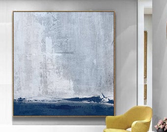 Original Grey Sky Abstract Painting,Large Wall Sky Painting,Sky Canvas Painting,Sky Abstract Painting,Coastal Landscape Abstract Painting