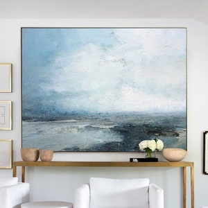 Marine Landscape Painting,Large Sky And Ocean Painting,Original Sky And Sea Canvas Painting,Sky Landscape Painting,Large Wall Sea Painting image 1