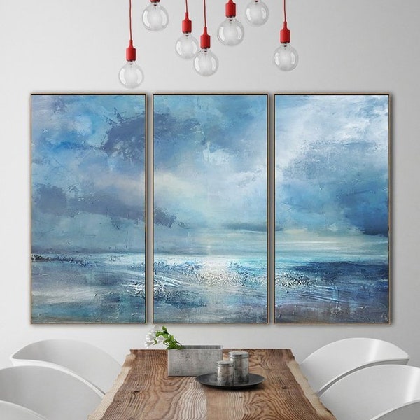 Marine Landscape Oil Painting,Large Wall Canvas Painting,Large Cloud Abstract Art Painting On Canvas,Large Wall Art Sea View Oil Painting
