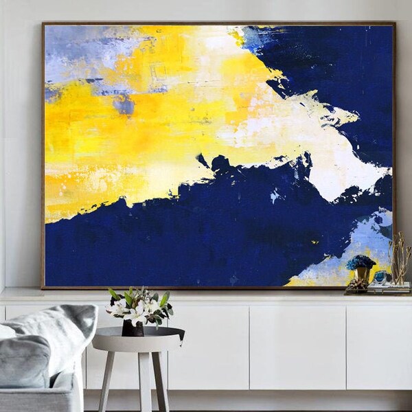 Yellow Abstract Art Etsy