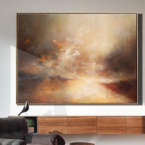 Original Sky Abstract Painting, Large Cloud Painting, Large Sky Landscape Painting, Beige Painting Abstract, Large Cloud Painting On Canvas