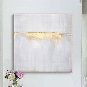 Large Abstract Painting On Canvas,Beige Painting Gold Painting Abstract Painting,Sunrise Landscape Painting,Ocean Art,Wall Art Office Decor image 1