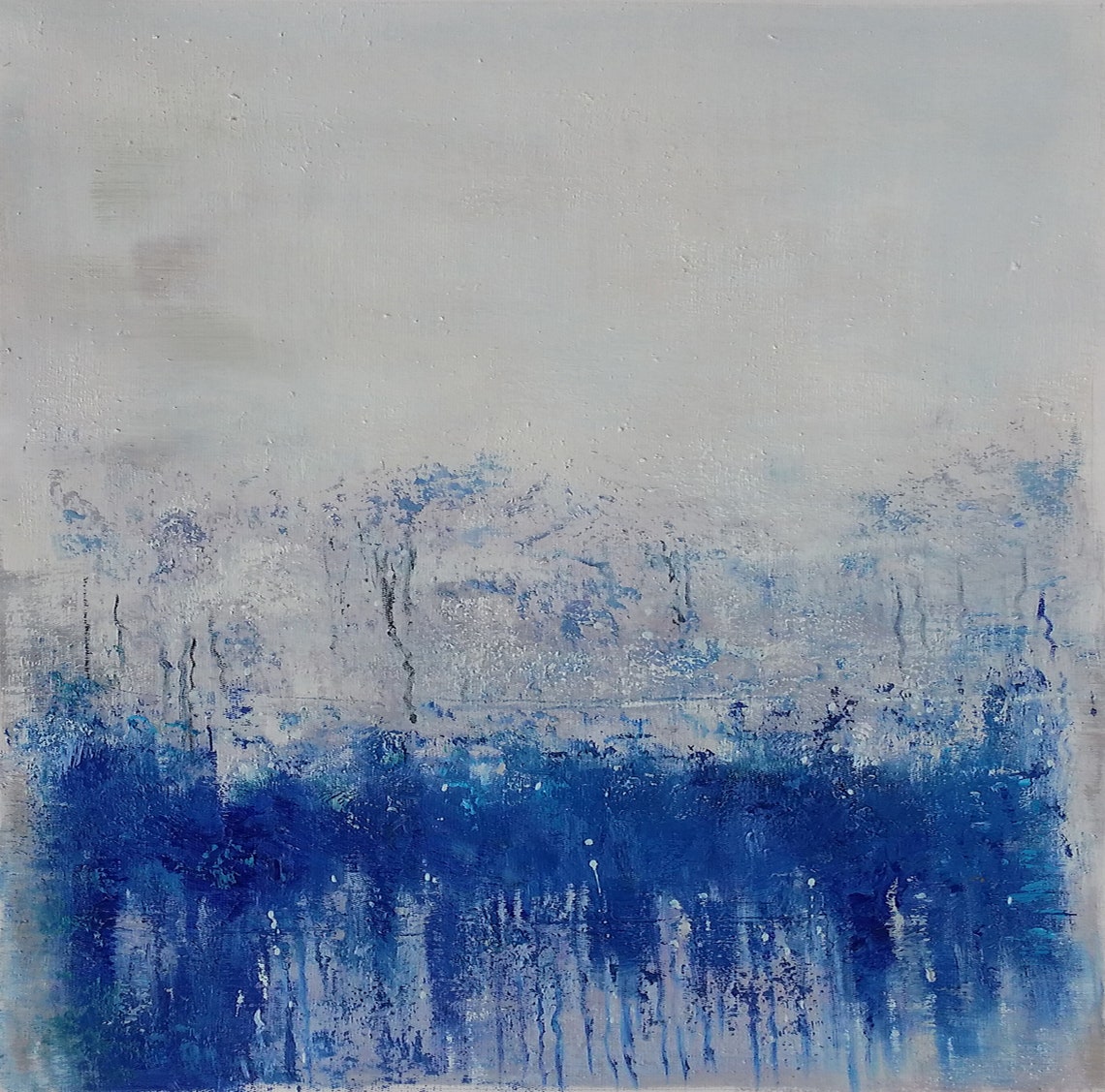 Large Abstract Art Paintingblue Abstract Art Gray White Etsy