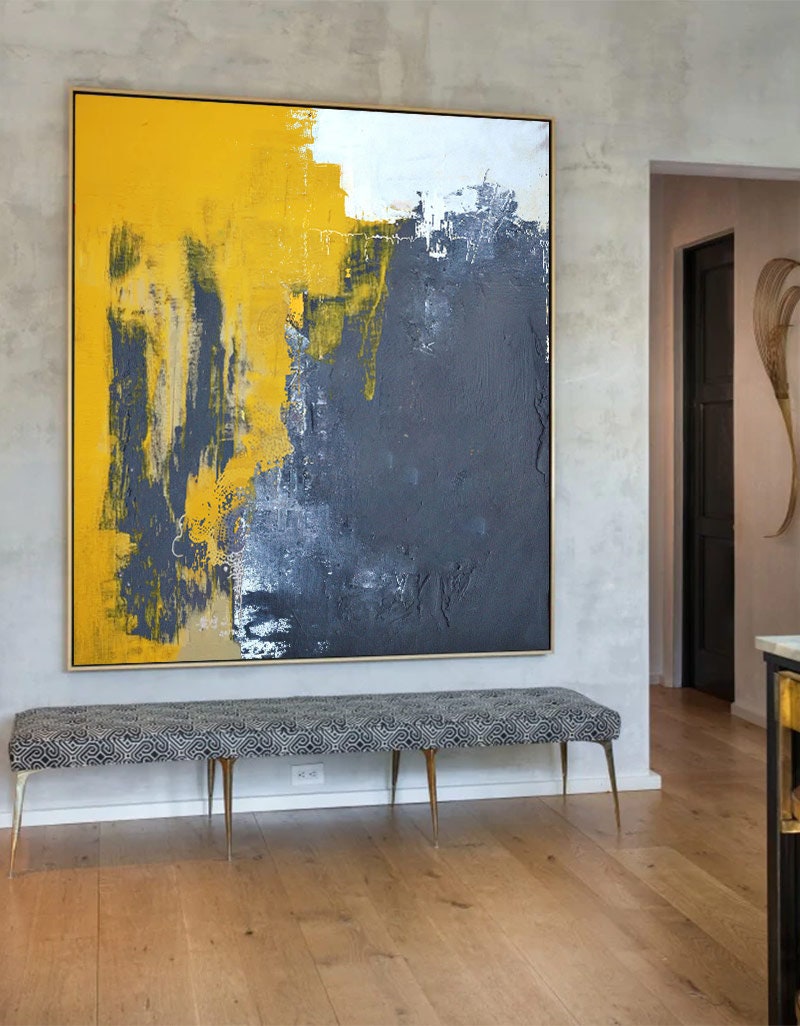 Very Large Abstract Paintings on Canvasyellow Abstract Canvas Etsy