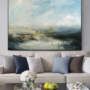 Large Sky And Sea Painting,Sky Landscape Painting,Large Wall Ocean Painting,Original Sky And Sea Canvas Painting,Marine Landscape Painting image 2