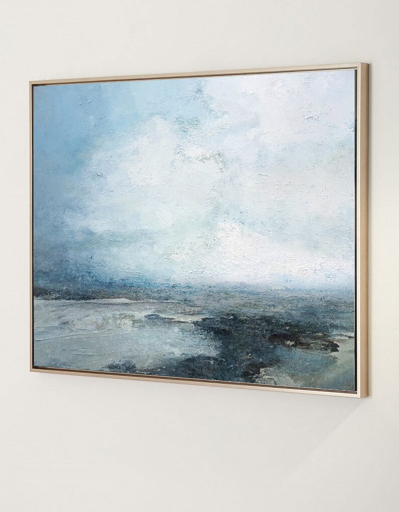 Marine Landscape Painting,Large Sky And Ocean Painting,Original Sky And Sea Canvas Painting,Sky Landscape Painting,Large Wall Sea Painting image 7