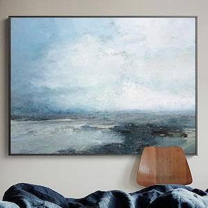 Marine Landscape Painting,Large Sky And Ocean Painting,Original Sky And Sea Canvas Painting,Sky Landscape Painting,Large Wall Sea Painting image 2