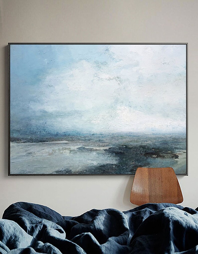 Marine Landscape Painting,Large Sky And Ocean Painting,Original Sky And Sea Canvas Painting,Sky Landscape Painting,Large Wall Sea Painting image 2