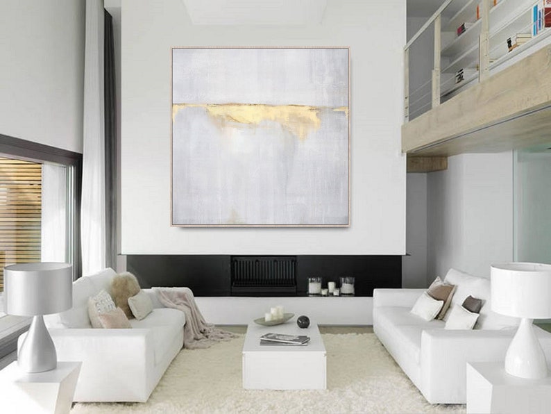 Large Abstract Painting On Canvas,Beige Painting Gold Painting Abstract Painting,Sunrise Landscape Painting,Ocean Art,Wall Art Office Decor image 3