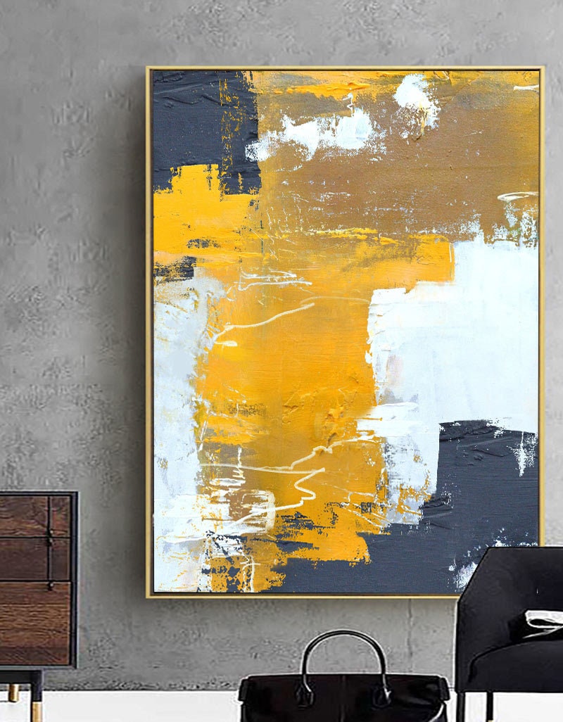 Orange Yellow Abstract Painting: Modern Canvas Art (accept Any Size) - Etsy