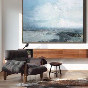 Marine Landscape Painting,Large Sky And Ocean Painting,Original Sky And Sea Canvas Painting,Sky Landscape Painting,Large Wall Sea Painting image 4