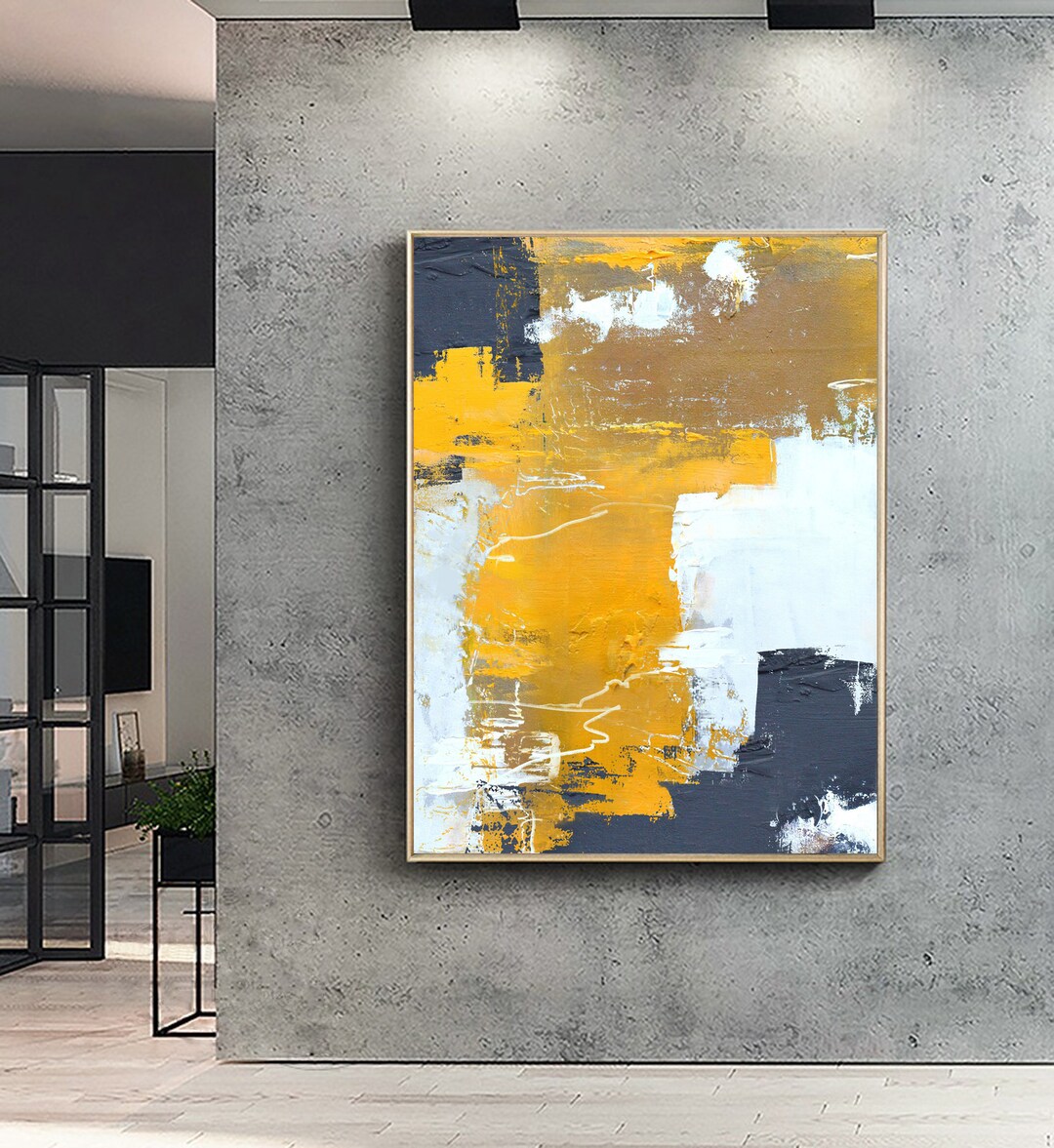 Orange Yellow Abstract Painting: Modern Canvas Art (accept Any Size) - Etsy