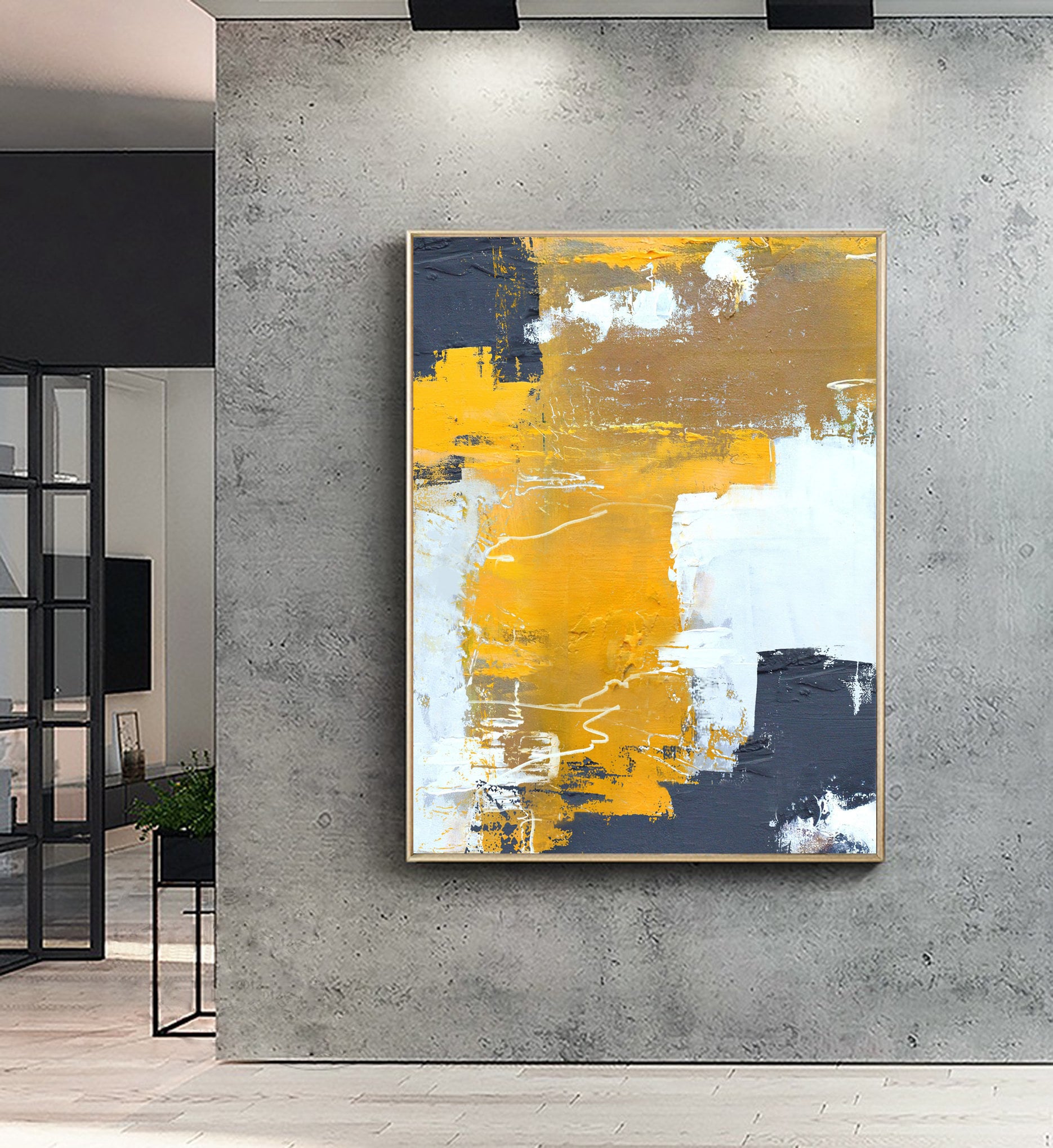 Orange Yellow Abstract Painting: Modern Canvas Art (accept Any Size) - Etsy