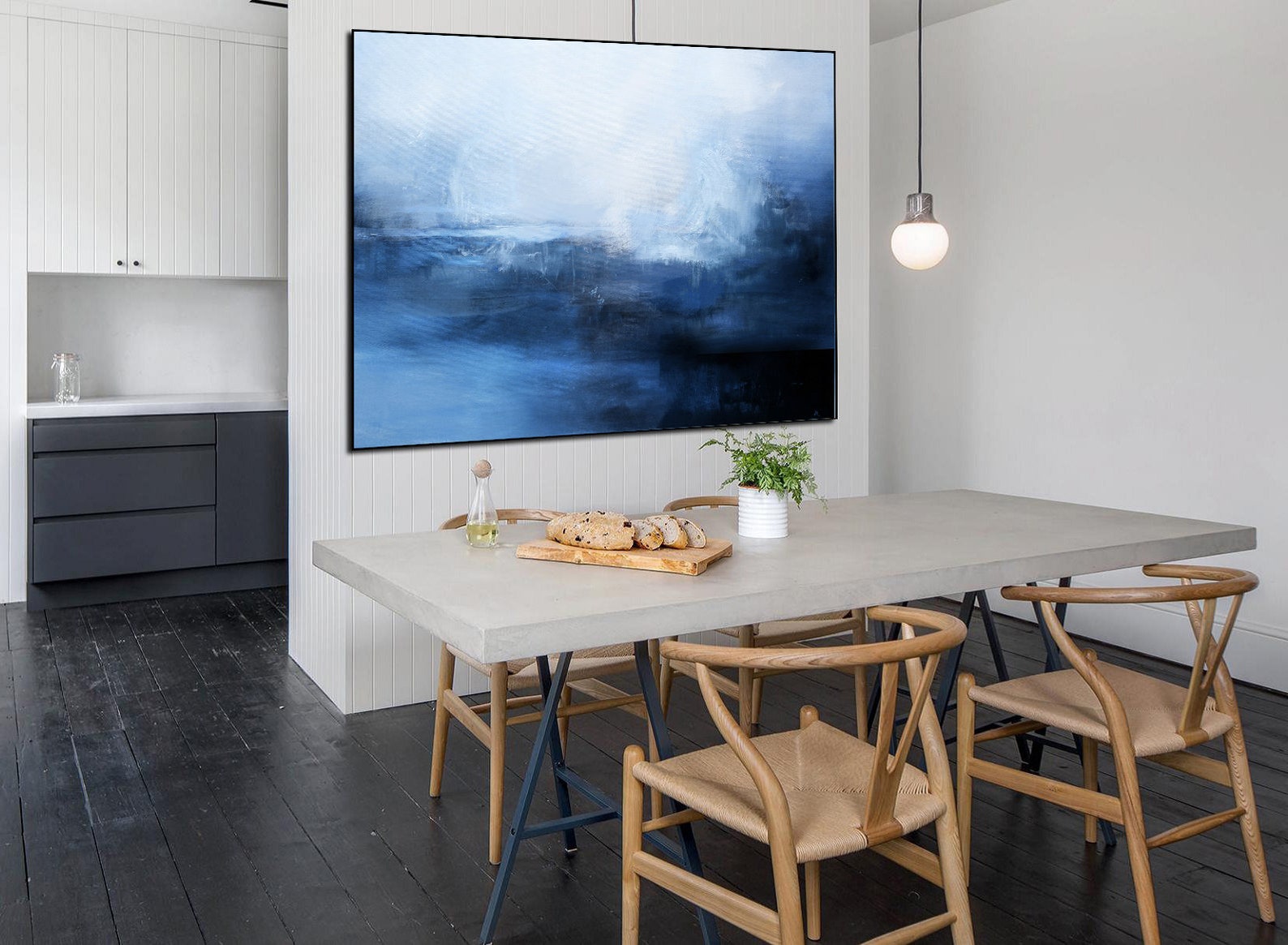 Große Himmel abstrakte Malerei dunkel blau Ozean Malerei | Etsy