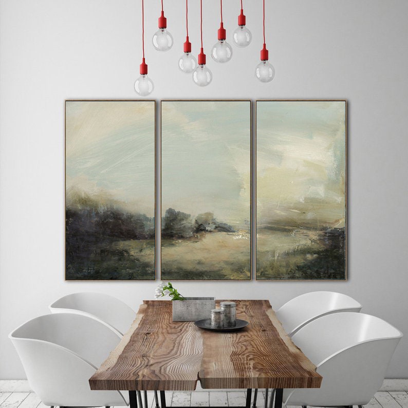 Original Abstract Painting on CanvasLarge Grey Green Abstract Etsy