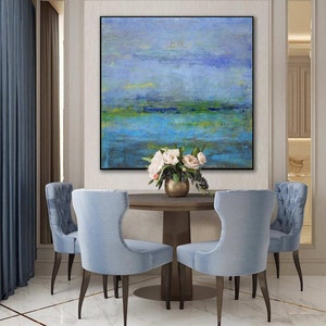 Original Blue Sky Abstract Painting,sea Level Abstract Oil Painting ...