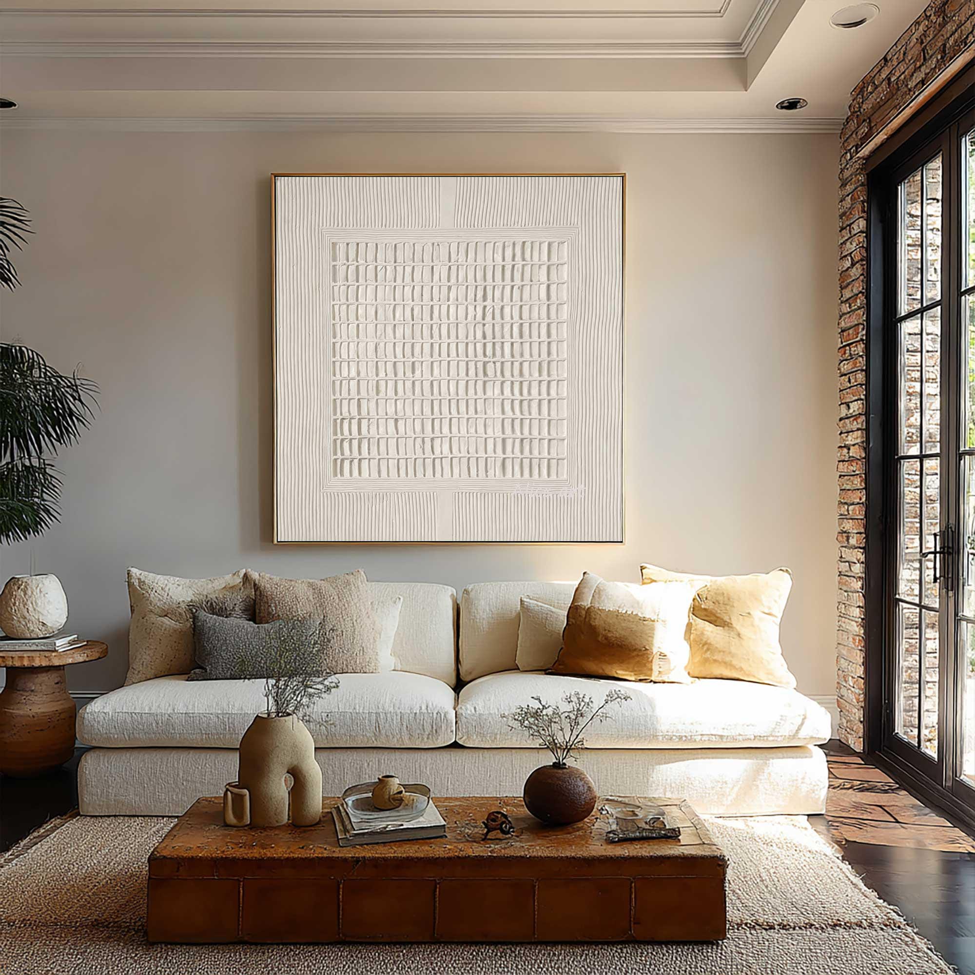 Large Beige Textured Plaster Painting Wabi Sabi Wall Art Organic Modern ...