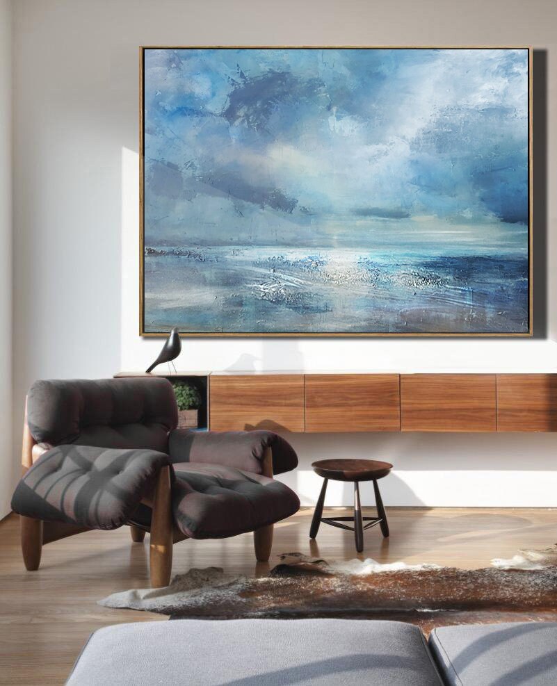 Large Cloud Abstract Art Painting on Canvasmarine Landscape - Etsy Canada