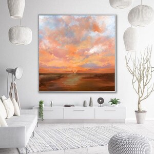 Large Sky Abstract Art Painting on Canvas,brown Painting Orange ...