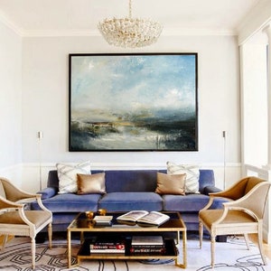 Large Sky And Sea Painting,Sky Landscape Painting,Large Wall Ocean Painting,Original Sky And Sea Canvas Painting,Marine Landscape Painting image 6