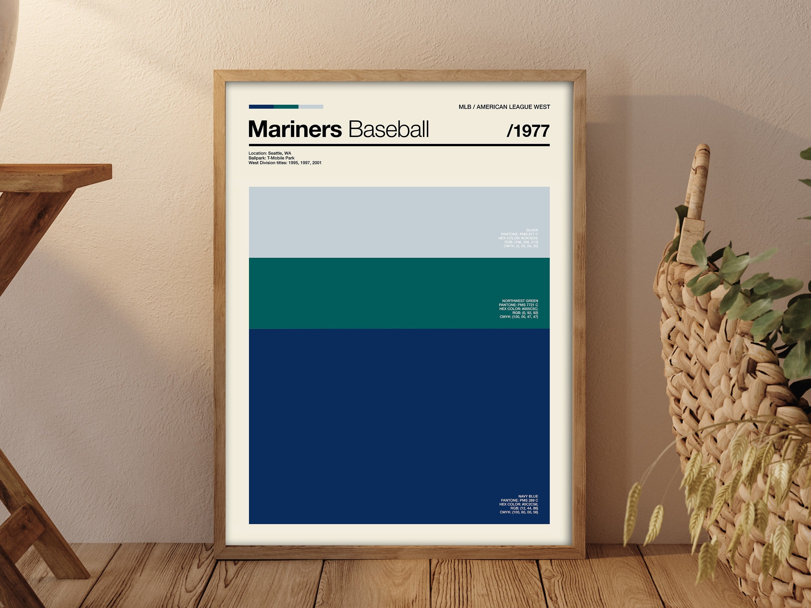 Mariners Baseball Color Swatch Print Mariners Baseball 
